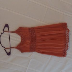 Vintage, retro look orange gauze dress. Size Large.